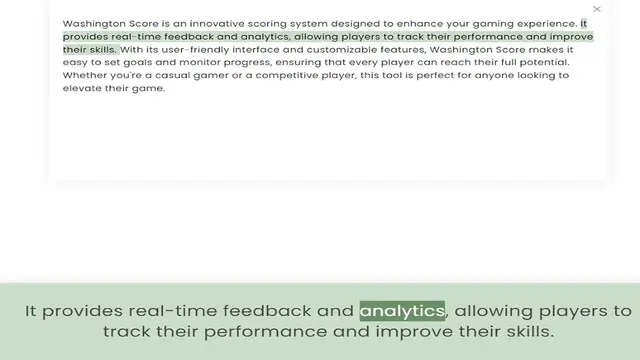 Video thumbnail for provides real-time feedback and analytics, allowing players to track their performance and improve their skills. With its user-friendly interface and customizable features, Washington Score makes it easy to set goals and monitor progress,