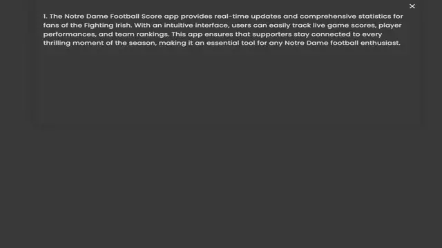Video thumbnail for fans of the Fighting Irish. With an intuitive interface, users can easily track live game scores, player performances, and team rankings. This app ensures that supporters stay connected to every thrilling moment of the season, making it a