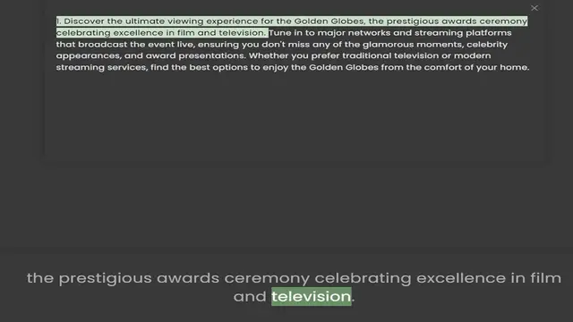 Video thumbnail for celebrating excellence in film and television. Tune in to major networks and streaming platforms that broadcast the event live, ensuring you don't miss any of the glamorous moments, celebrity appearances, and award presentations. Whether