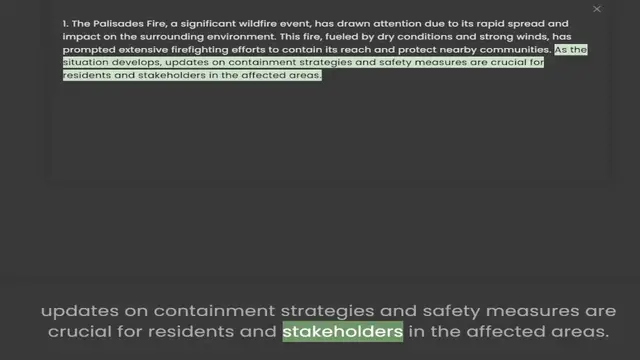 Video thumbnail for impact on the surrounding environment. This fire, fueled by dry conditions and strong winds, has prompted extensive firefighting efforts to contain its reach and protect nearby communities. As the situation develops, updates on containmen