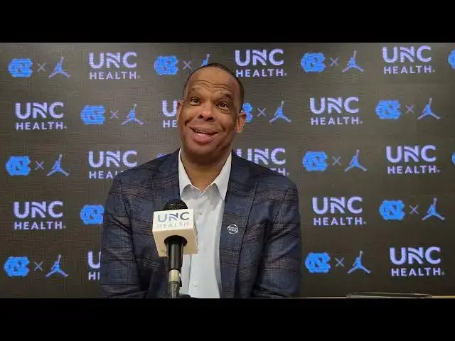 'Video thumbnail for #UNC coach Hubert Davis after the Tar Heels extend their winning streak to five'