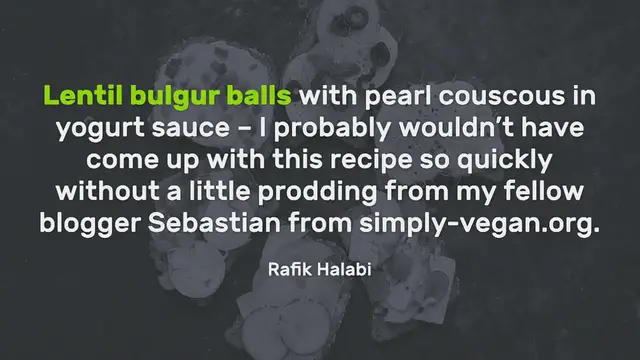 Video thumbnail for Lentil bulgur balls with pearl couscous in yogurt sauce