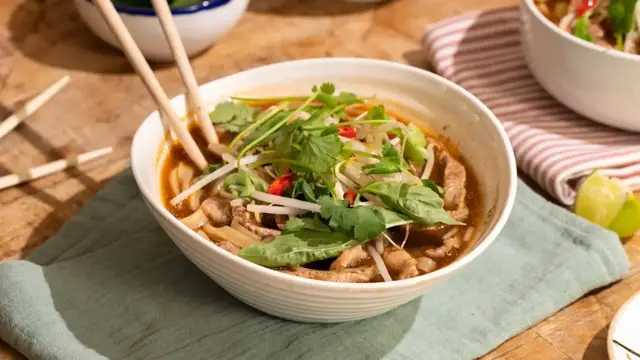 'Video thumbnail for This Easy Beef Pho Recipe Is Rich With Aromatics'