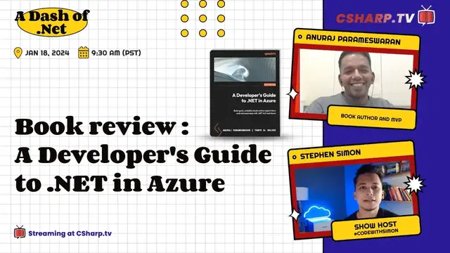 'Video thumbnail for Book Review: A Developer's Guide to .NET in Azure: A Dash of .NET - Ep. 4'