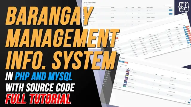 Video thumbnail for BARANGAY MANAGEMENT SYSTEM IN PHP FULL TUTORIAL WITH FREE SOURCE CODE | ITSOURCECODE