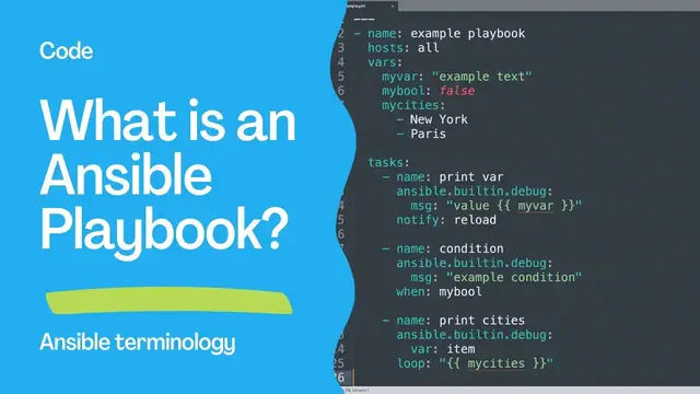Video thumbnail for Ansible terminology - What is an Ansible Playbook?
