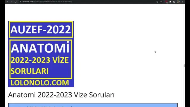 Video thumbnail for Anatomi 2022 Vize Soruları