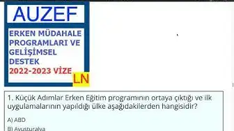 Video thumbnail for Erken Müdahale Programları Ve Gelişimsel Destek 2022 Vize Soruları