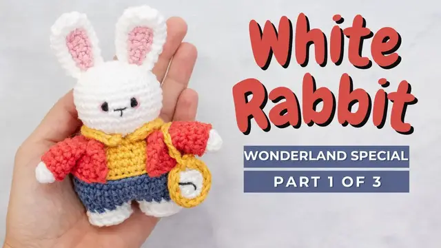 Video thumbnail for White Rabbit crochet pattern. How to crochet the white rabbit amigurumi PART 1