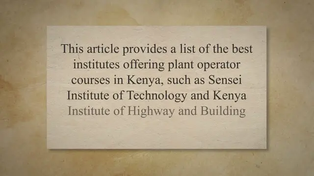 'Video thumbnail for List of Best Institutes that Offer Plant Operator Courses in Kenya'
