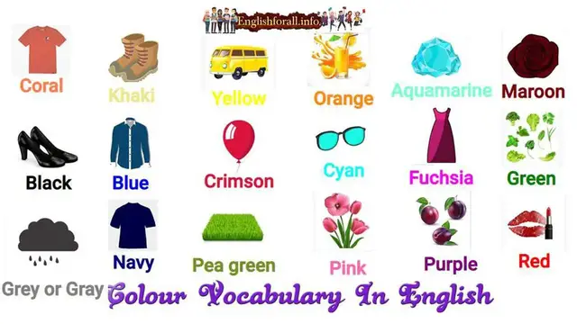 'Video thumbnail for Colour Vocabulary in English | Useful List of Colors with Colour Images'
