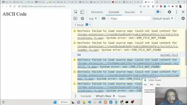 Video thumbnail for Javascript Tutorial to Convert String Characters to ASCII Codes Using charCodeAt() & codePointAt()