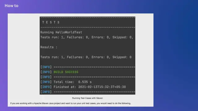 Video thumbnail for How to run Java Unit Test cases with Apache Maven