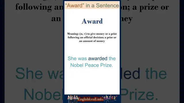 Video thumbnail for Award meaning | Award in a Sentence | Most common words in English #shorts