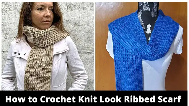 'Video thumbnail for Crochet Knit Look Ribbed Scarf'