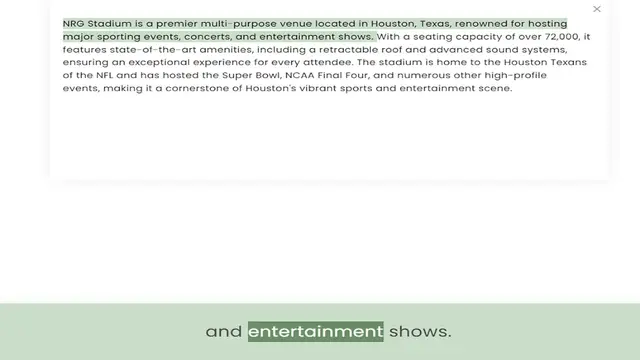 Video thumbnail for major sporting events, concerts, and entertainment shows. With a seating capacity of over 72,000, it features state-of-the-art amenities, including a retractable roof and advanced sound systems, ensuring an exceptional experience for ever
