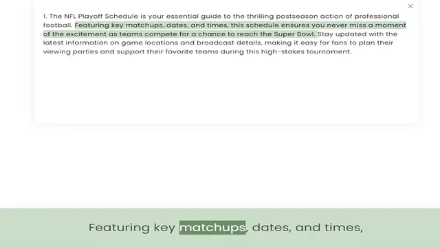 Video thumbnail for football. Featuring key matchups, dates, and times, this schedule ensures you never miss a moment of the excitement as teams compete for a chance to reach the Super Bowl. Stay updated with the latest information on game locations and broa