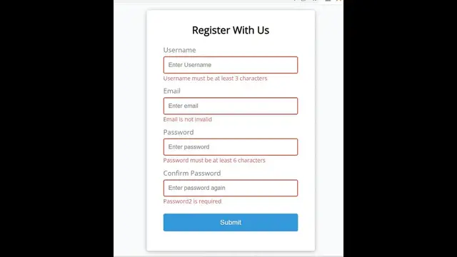 Video thumbnail for Javascript Project to Validate HTML5 Form With Error Messages Using CSS3