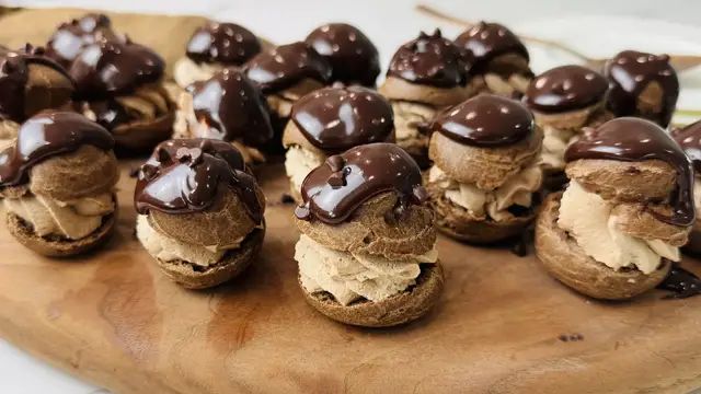 Video thumbnail for Triple Chocolate Cream Puffs Recipe