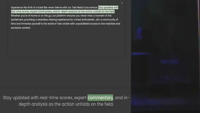 Video thumbnail for real-time scores, expert commentary, and in-depth analysis as the action unfolds on the field. Whether you're at home or on the go, our platform ensures you never miss a moment of the excitement, providing a seamless viewing experience fo