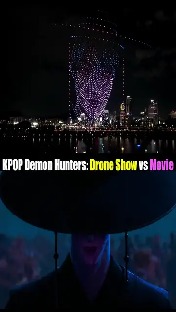 'Video thumbnail for ✨🎇 KPOP DEMON HUNTERS: DRONE SHOW VS MOVIE SCENES! ✨🎇'