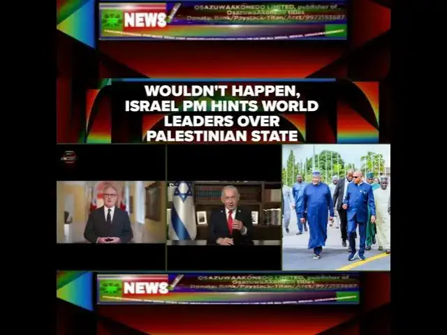 Video thumbnail for Wouldn't Happen, Israel PM Hints World Leaders Over Palestinian State