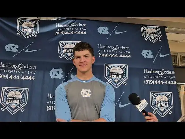 'Video thumbnail for UNC's Scott Forbes, pitcher Jason DeCaro and center fielder Kane Kepley after 16-2 win'