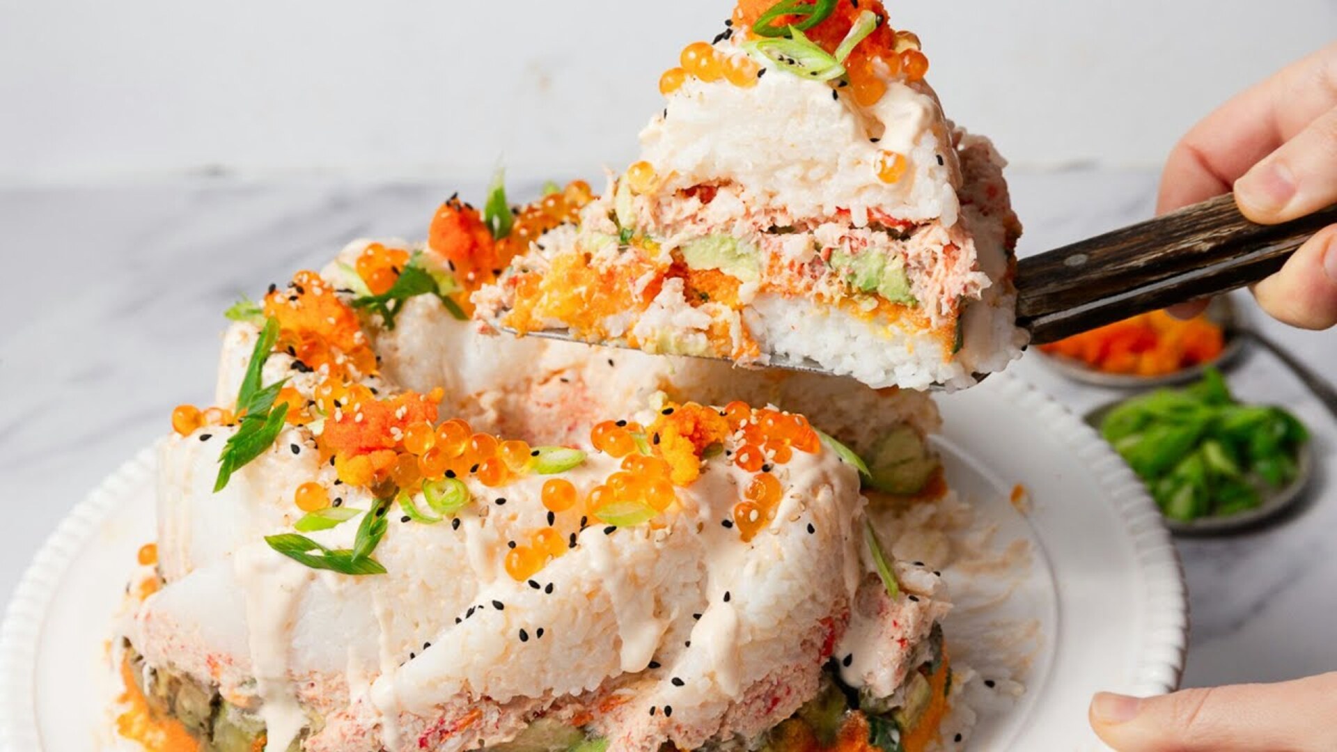 Video thumbnail for Spicy Crab Sushi Bundt Cake Recipe
