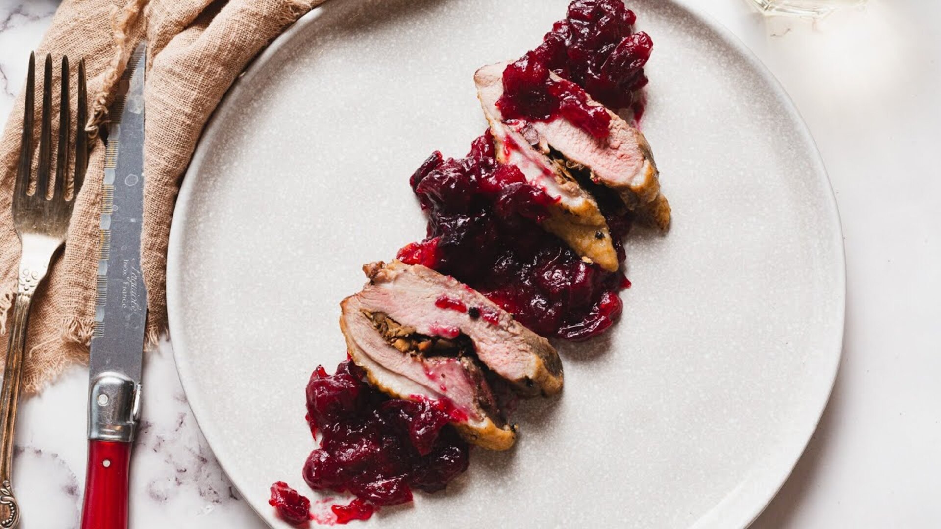 Video thumbnail for Roasted Duck Breasts With Mushroom Stuffing Recipe