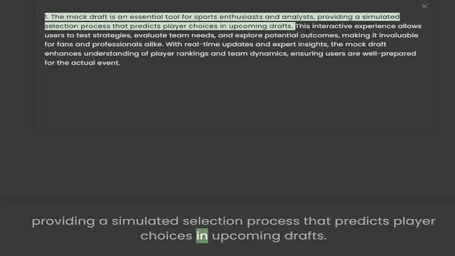 Video thumbnail for selection process that predicts player choices in upcoming drafts. This interactive experience allows users to test strategies, evaluate team needs, and explore potential outcomes, making it invaluable for fans and professionals alike. Wi