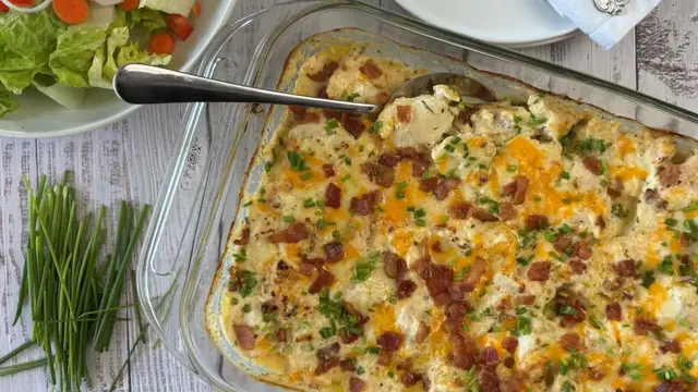 Video thumbnail for The Best Cheesy And Creamy Million Dollar Chicken Casserole Recipe