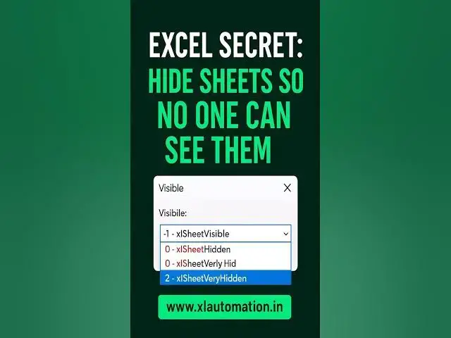 'Video thumbnail for Excel Secret: Hide Sheets So No One Can See Them! #shorts #xlautomation'