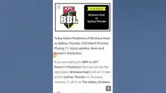 Video thumbnail for BRH vs SDT Dream11 Fantasy Cricket Prediction
