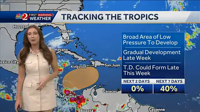 Video thumbnail for National Hurricane Center says tropical depression could form in Caribbean later this week