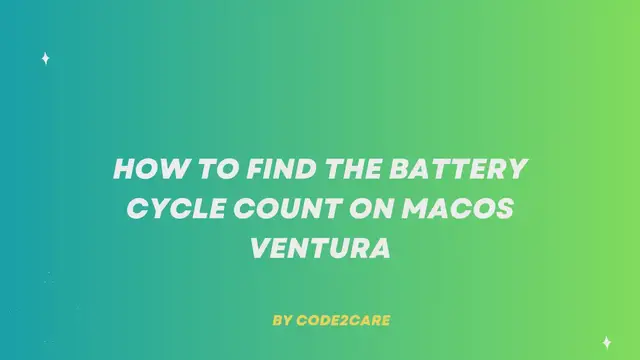 Video thumbnail for Find the Battery Cycle Count on macOS Ventura