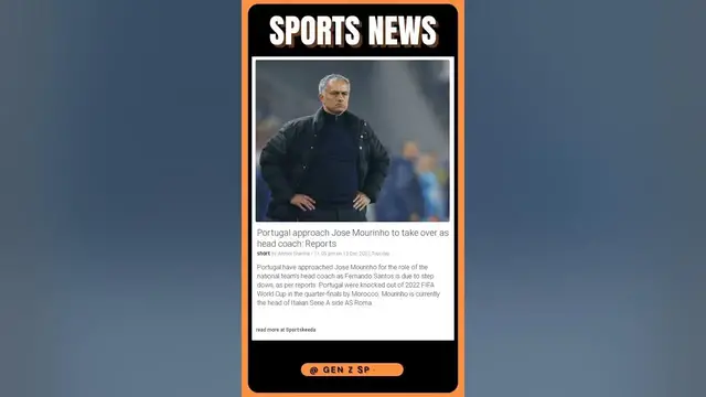 Video thumbnail for Sports News | Jose Mourinho to Lead Portugal Soccer Team! | #shorts #sports