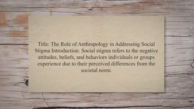 Video thumbnail for Role of anthropology in addressing social stigma