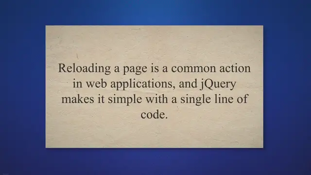 Video thumbnail for How To Reload Page In Jquery