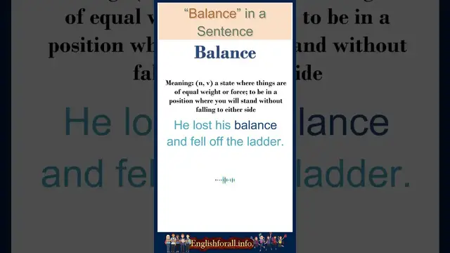Video thumbnail for Balance meaning | Balance in a Sentence | Most common words in English #shorts