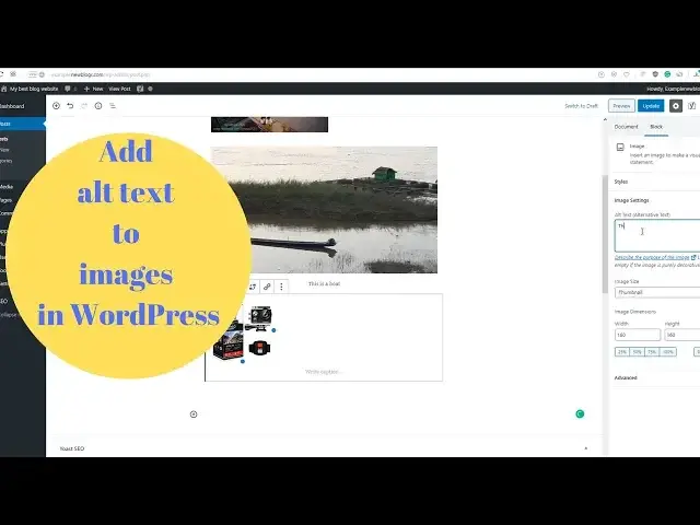 'Video thumbnail for Alt text to images in WordPress - How to guide using new editor'
