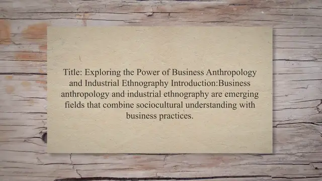 Video thumbnail for Business anthropology and industrial ethnography