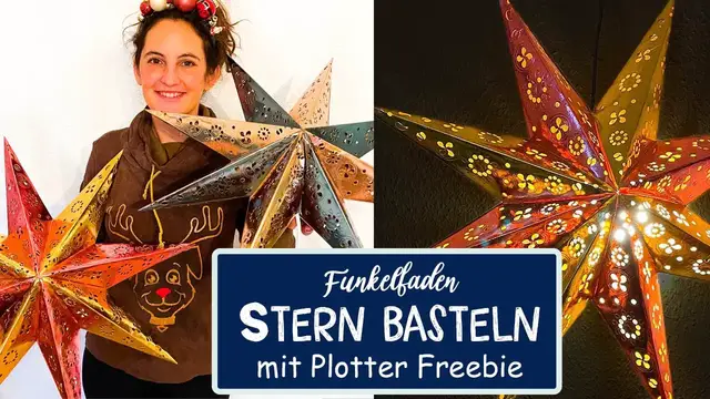 Video thumbnail for Plotterfreebie 🌟 Großer Funkelfaden Stern mit Lampe basteln. - Bastelanleitung 3D-Stern