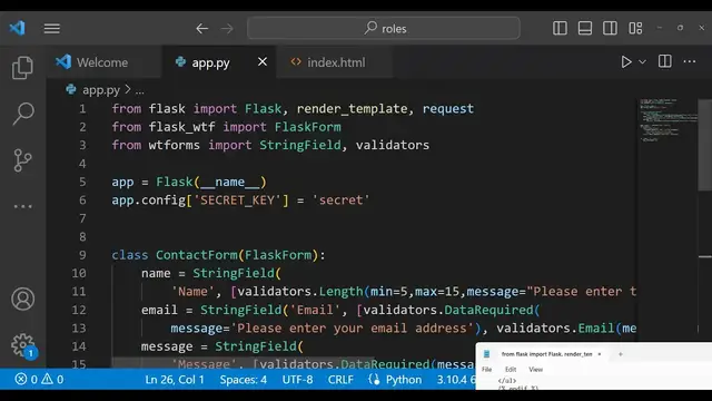 Video thumbnail for Python 3 Flask-WTF Example to Implement Form Validation and Show Custom Error Messages in Browser