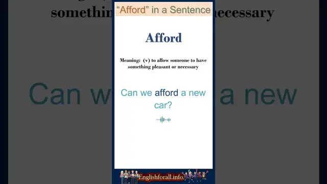 Video thumbnail for Afford meaning | Afford in a Sentence | Most common words in English #shorts