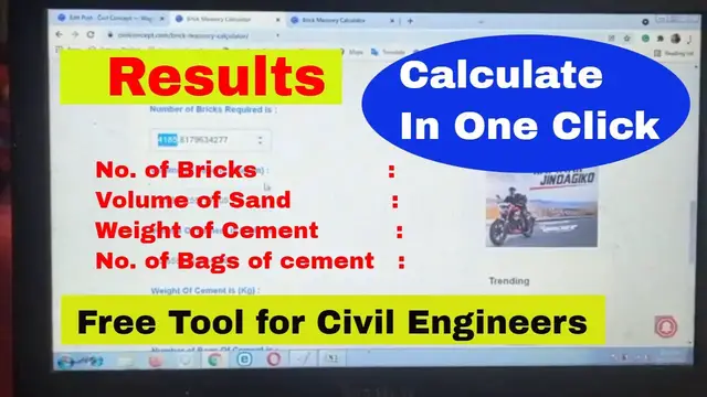 Video thumbnail for Brick masonry Calculator to calculate no. of Bricks, Cement and Sand Required to Construct Wall