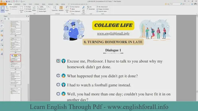 Video thumbnail for English Conversation About COLLEGE LIFE - TURNING HOMEWORK IN LATE