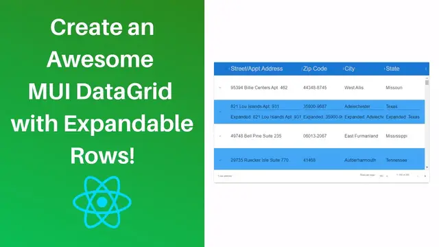 'Video thumbnail for Create an Awesome MUI DataGrid with Expandable Rows'
