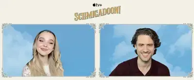 'Video thumbnail for Aaron Tveit & Dove Cameron Tease the Old School Magic of SCHMIGADOON'