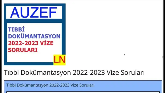 Video thumbnail for Tıbbi Dokümantasyon 2022 Vize Soruları
