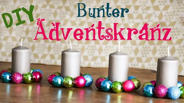 Video thumbnail for DIY 🎄Adventskranz basteln🎄 Weihnachtsdeko aus bunten Weihnachtskugeln basteln - Bastelanleitung